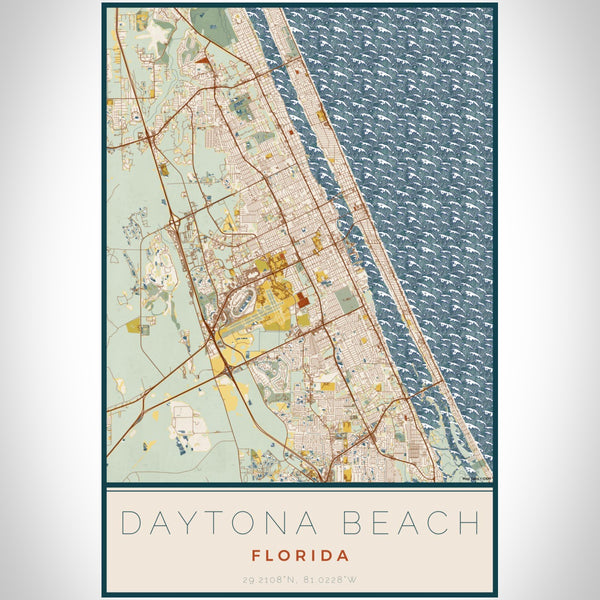 Daytona Beach - Florida Map Print in Woodblock