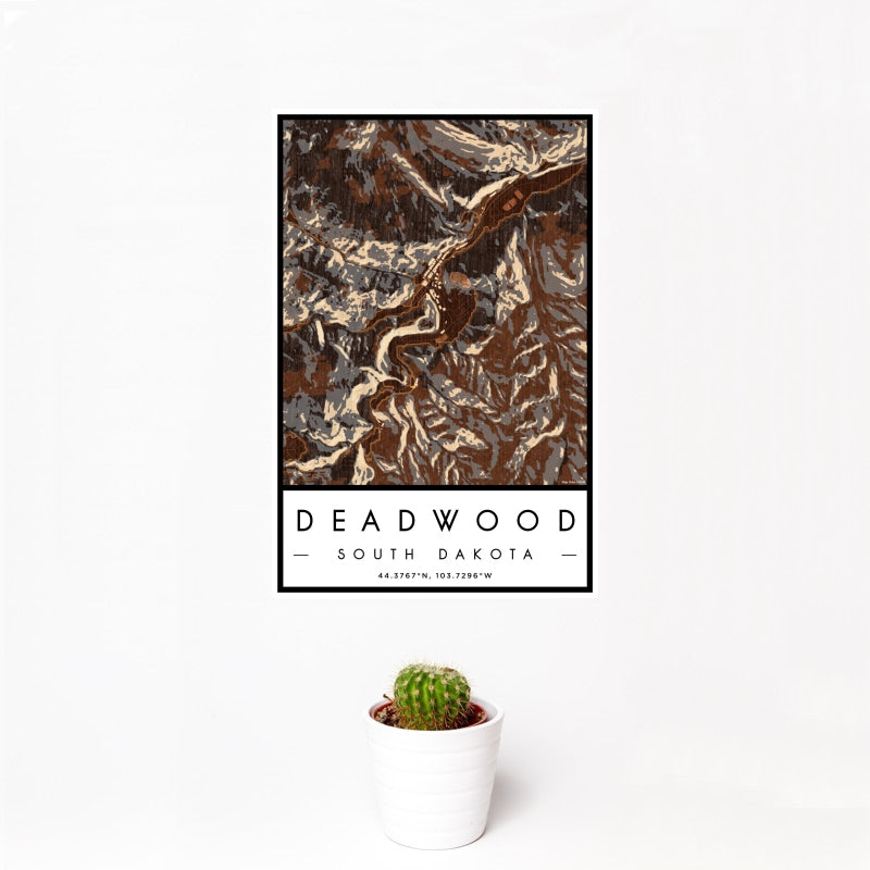 Deadwood - South Dakota Map Print in Ember