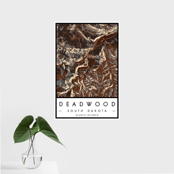 Deadwood - South Dakota Map Print in Ember