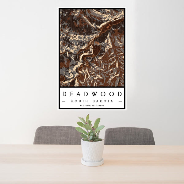 Deadwood - South Dakota Map Print in Ember