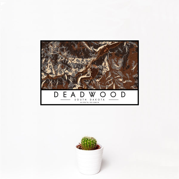Deadwood - South Dakota Map Print in Ember