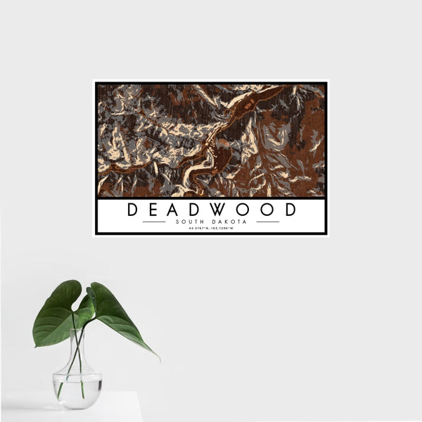 Deadwood - South Dakota Map Print in Ember