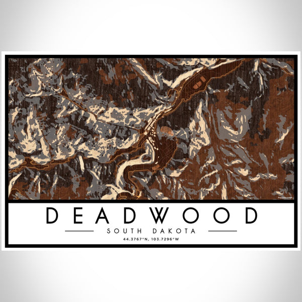 Deadwood - South Dakota Map Print in Ember