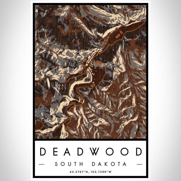 Deadwood - South Dakota Map Print in Ember