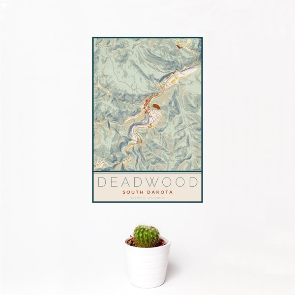 Deadwood - South Dakota Map Print in Woodblock