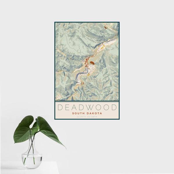 Deadwood - South Dakota Map Print in Woodblock