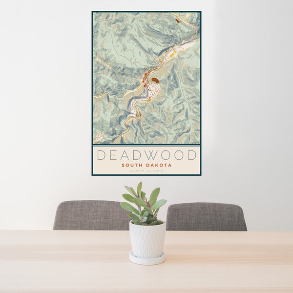 Deadwood - South Dakota Map Print in Woodblock