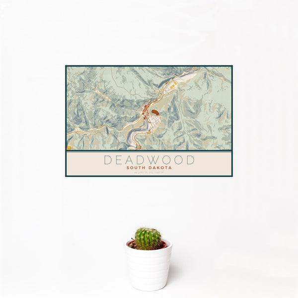 Deadwood - South Dakota Map Print in Woodblock