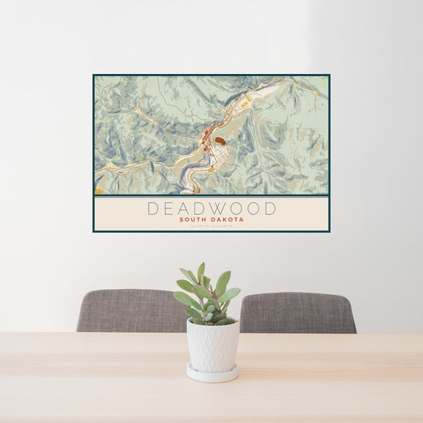 Deadwood - South Dakota Map Print in Woodblock