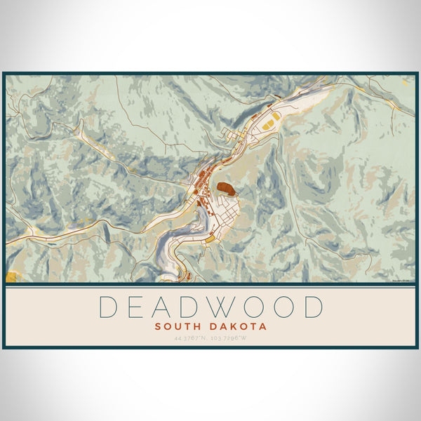 Deadwood - South Dakota Map Print in Woodblock