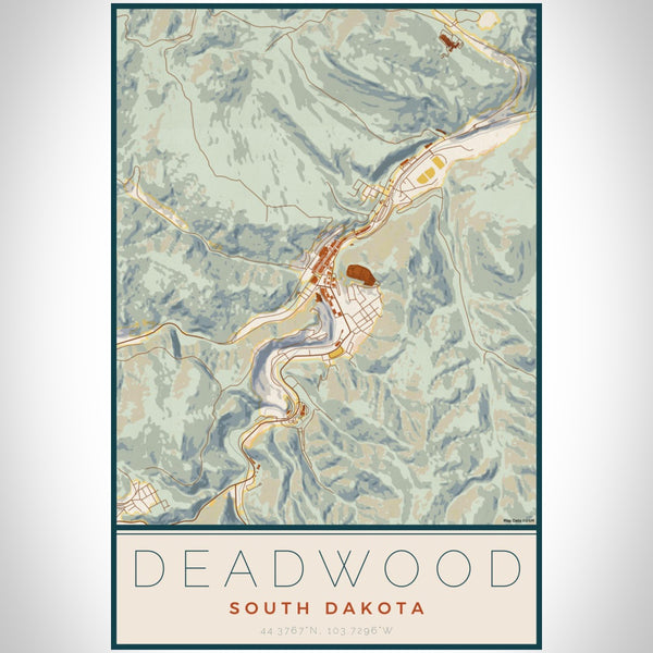 Deadwood - South Dakota Map Print in Woodblock