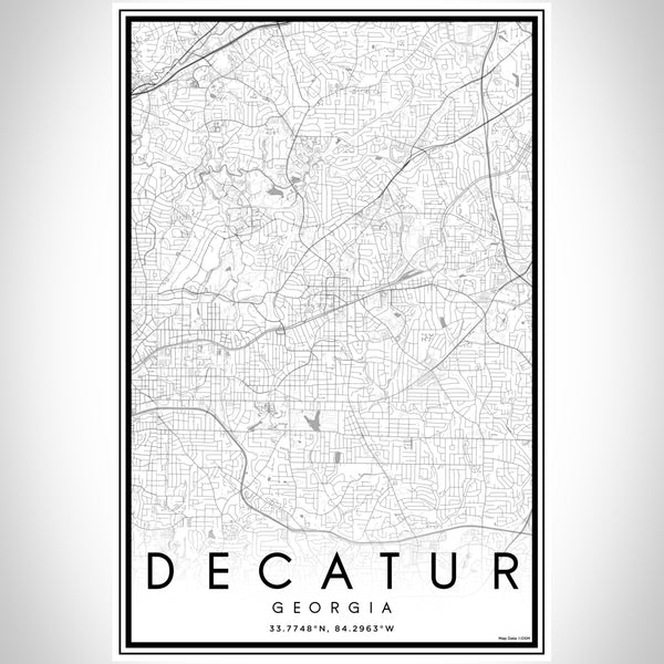 Decatur Georgia Map Print Portrait Orientation in Classic Style With Shaded Background