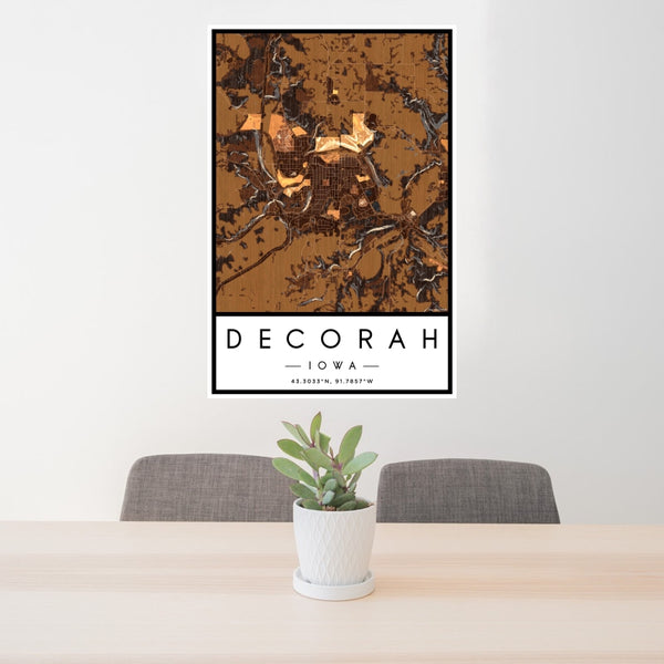 Decorah - Iowa Map Print in Ember