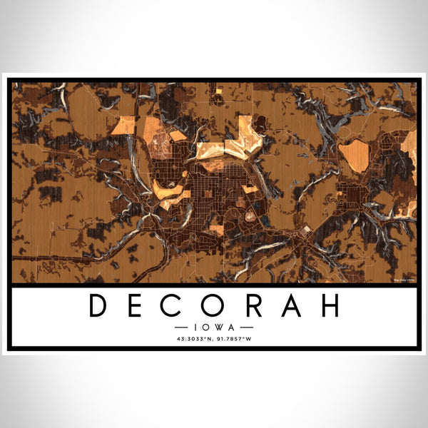 Decorah - Iowa Map Print in Ember