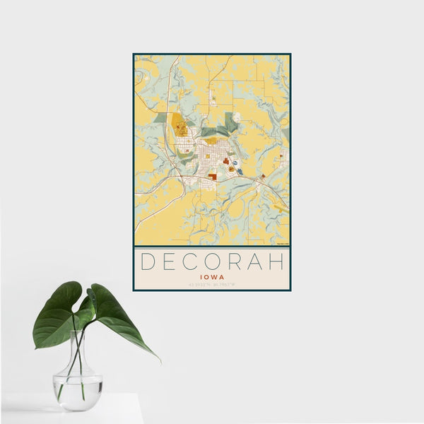 Decorah - Iowa Map Print in Woodblock