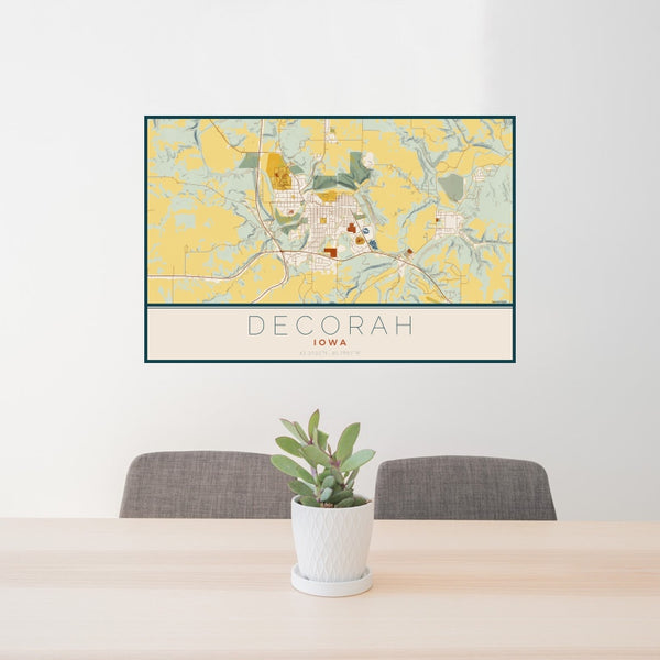 Decorah - Iowa Map Print in Woodblock