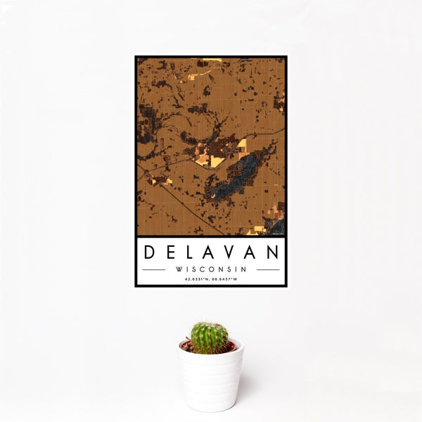 Delavan - Wisconsin Map Print in Ember