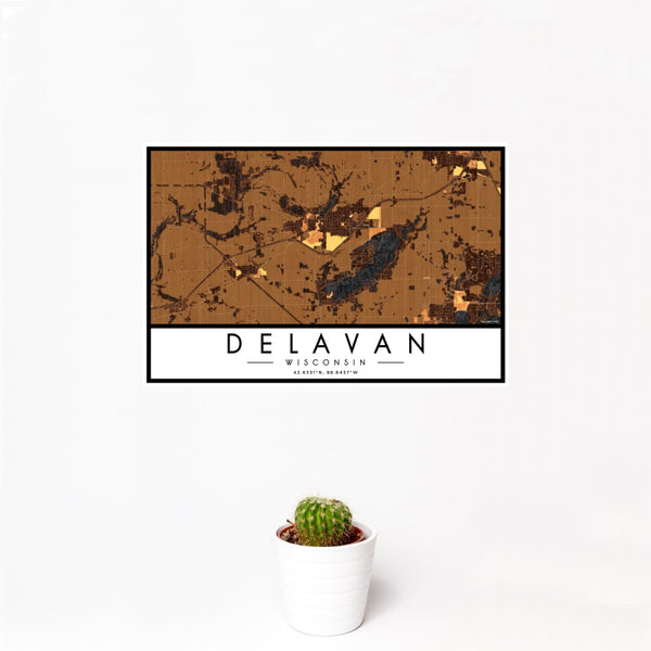 Delavan - Wisconsin Map Print in Ember
