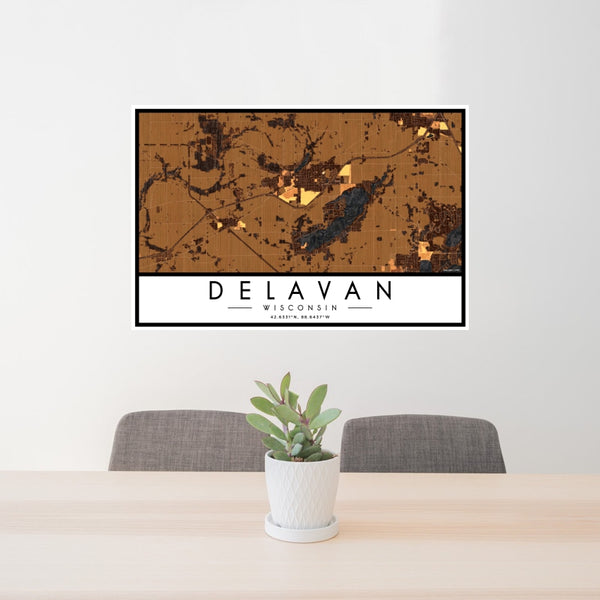 Delavan - Wisconsin Map Print in Ember