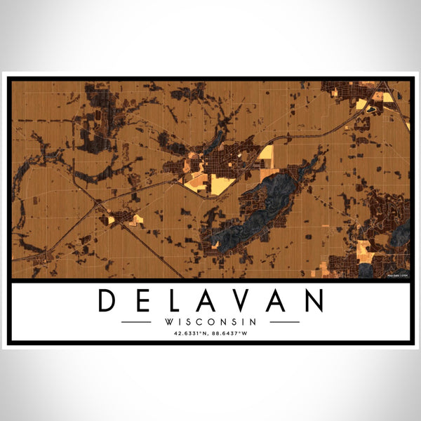 Delavan - Wisconsin Map Print in Ember