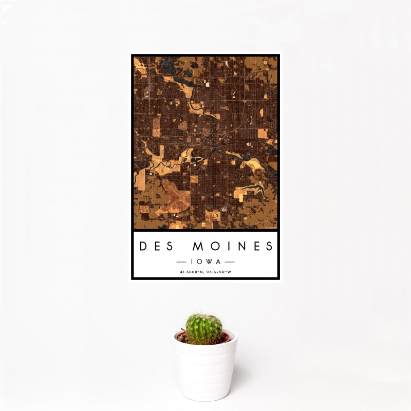 Des Moines - Iowa Map Print in Ember