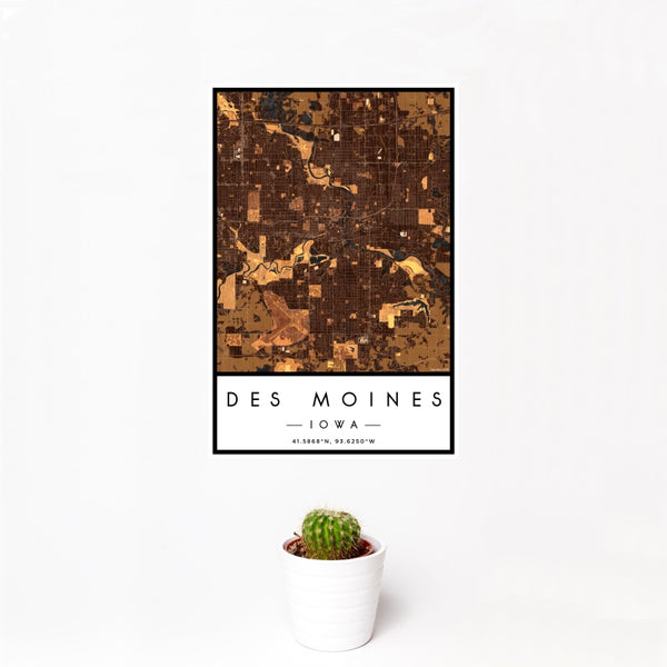 Des Moines - Iowa Map Print in Ember