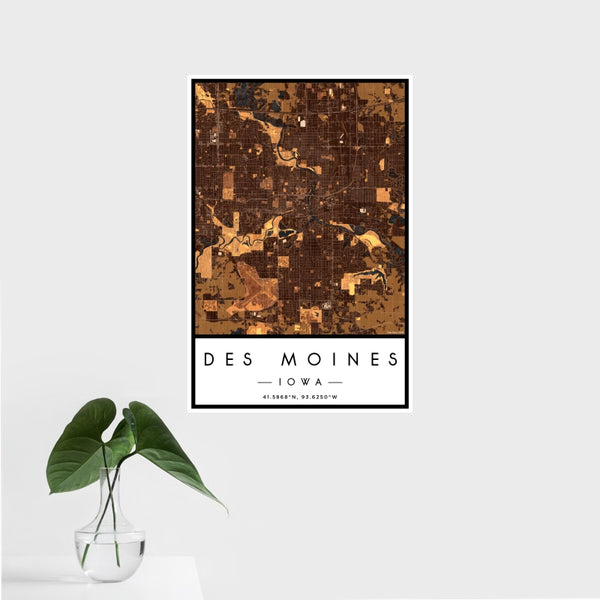 Des Moines - Iowa Map Print in Ember