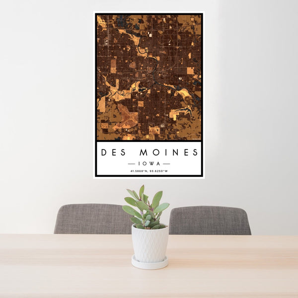 Des Moines - Iowa Map Print in Ember