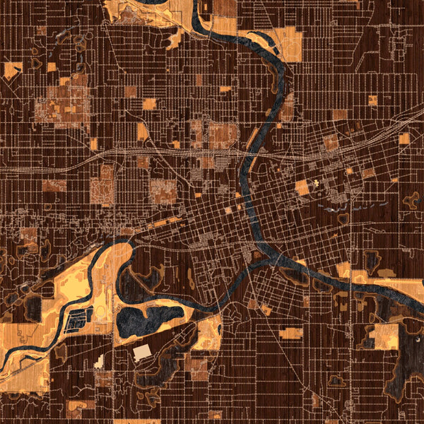Des Moines - Iowa Map Print in Ember