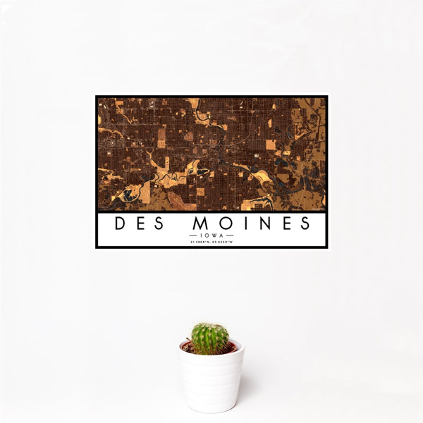 Des Moines - Iowa Map Print in Ember