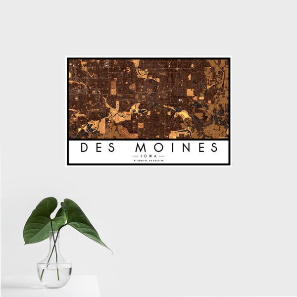 Des Moines - Iowa Map Print in Ember