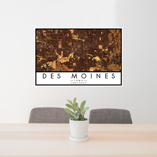 Des Moines - Iowa Map Print in Ember