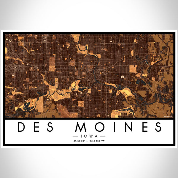 Des Moines - Iowa Map Print in Ember