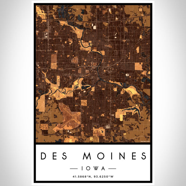 Des Moines - Iowa Map Print in Ember