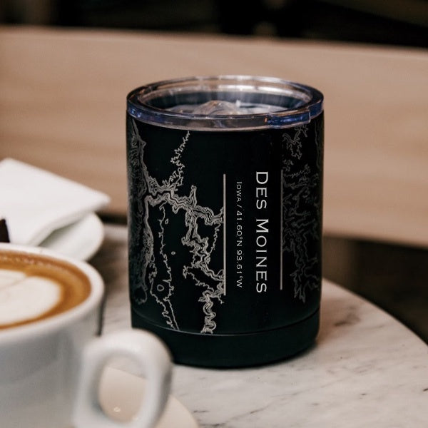 Des Moines - Iowa Map Insulated Cup in Matte Black