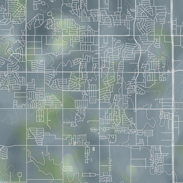 DeSoto Texas Map Print in Afternoon Style Zoomed In Close Up Showing Details