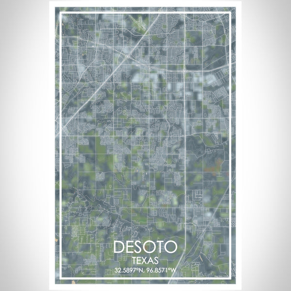 DeSoto Texas Map Print Portrait Orientation in Afternoon Style With Shaded Background