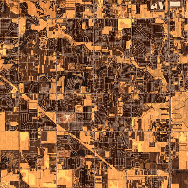 DeSoto Texas Map Print in Ember Style Zoomed In Close Up Showing Details