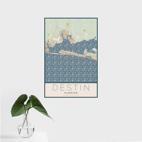 Destin - Florida Map Print in Woodblock
