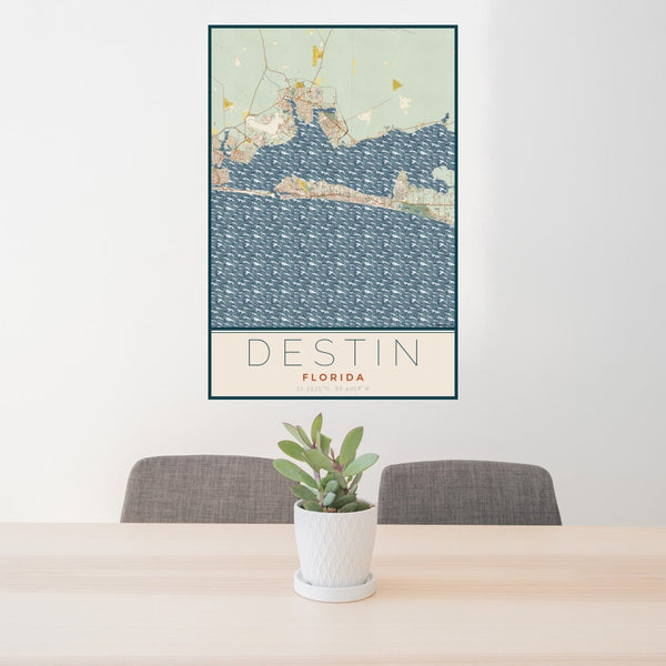 Destin - Florida Map Print in Woodblock