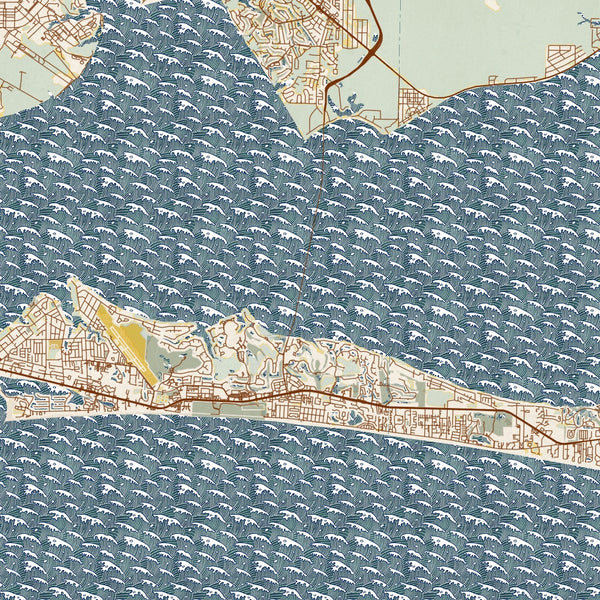 Destin - Florida Map Print in Woodblock