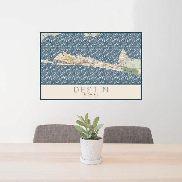 Destin - Florida Map Print in Woodblock