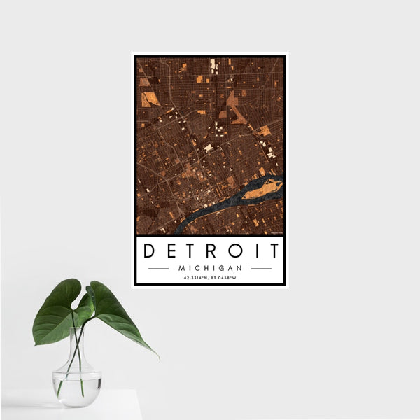 Detroit - Michigan Map Print in Ember