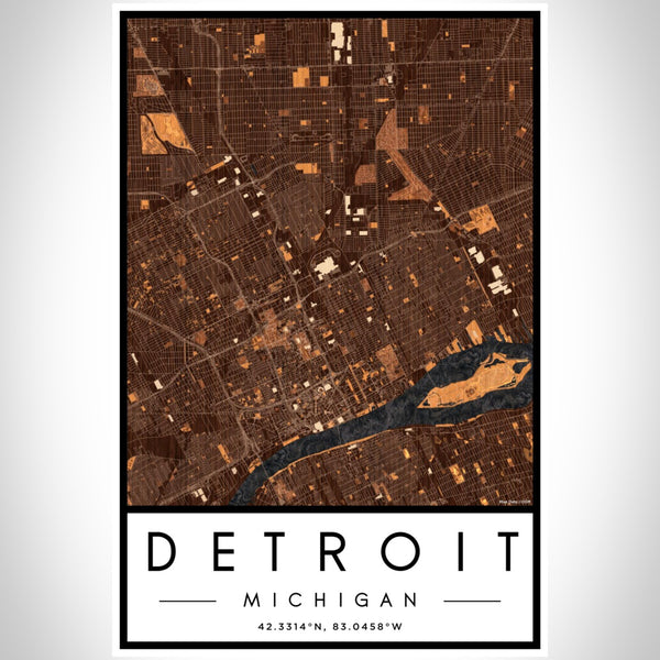 Detroit - Michigan Map Print in Ember