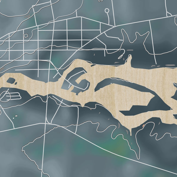 Dexter New York Map Print in Afternoon Style Zoomed In Close Up Showing Details