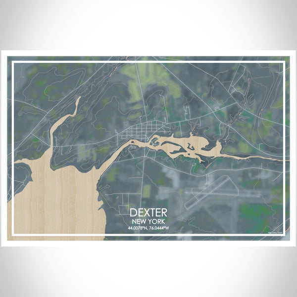 Dexter New York Map Print Landscape Orientation in Afternoon Style With Shaded Background