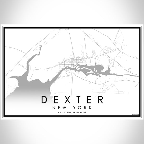 Dexter New York Map Print Landscape Orientation in Classic Style With Shaded Background