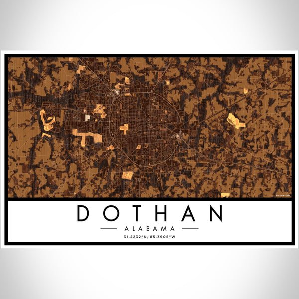 Dothan - Alabama Map Print in Ember