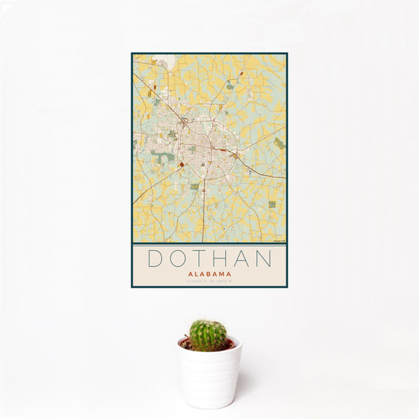 Dothan - Alabama Map Print in Woodblock