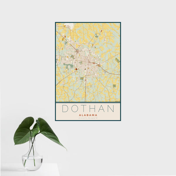 Dothan - Alabama Map Print in Woodblock